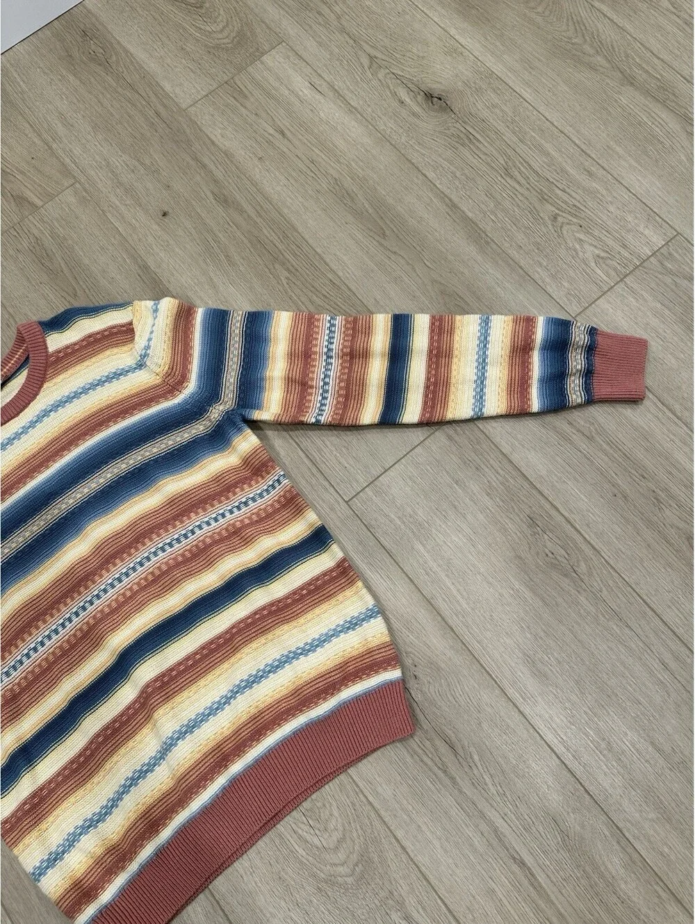 Faherty Stripe Crewneck Sweater Red Basin Ombré Men’s L Unisex Cotton - Cashmere